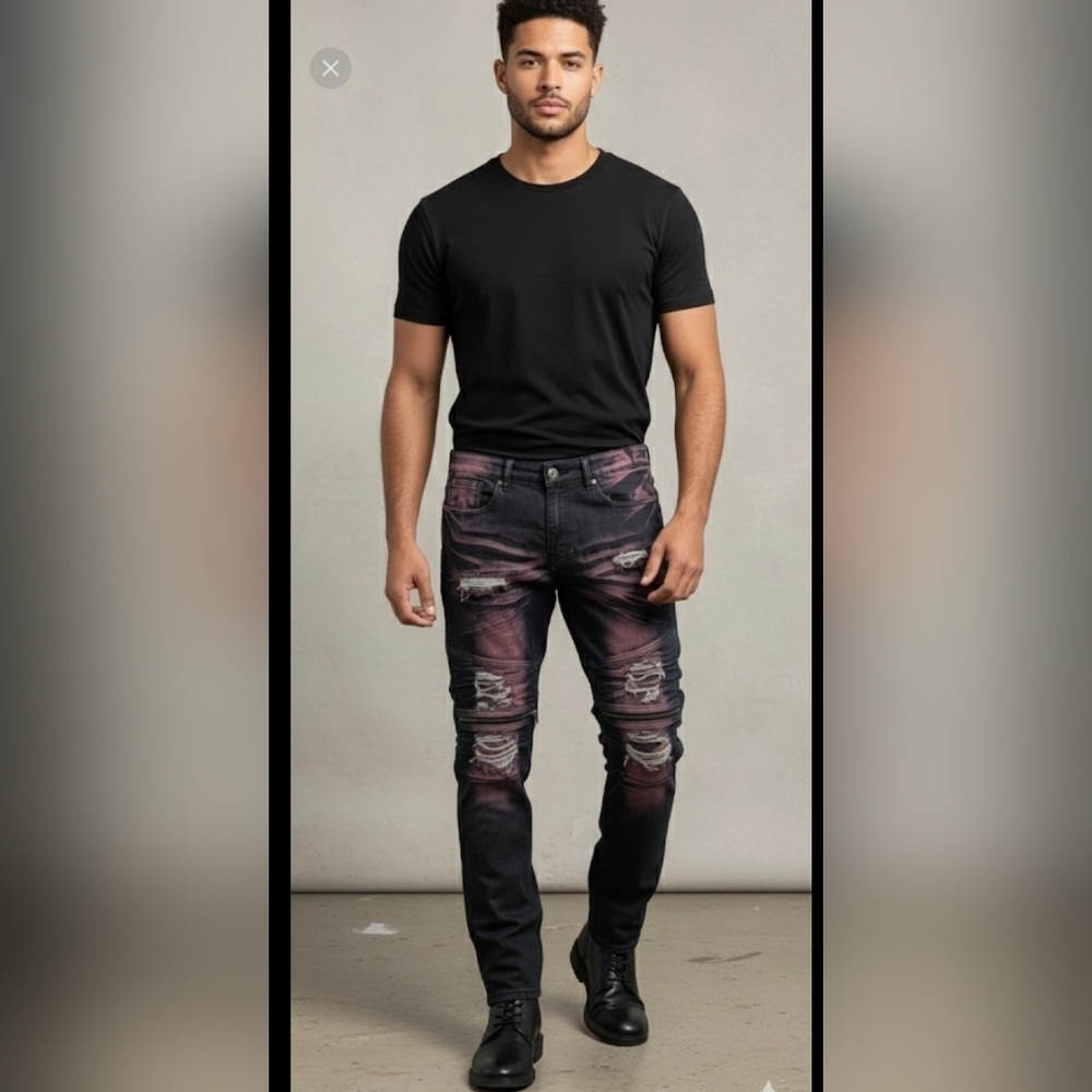 XS Premium Denim Men's Distressed Ripped Jeans Size 32x31